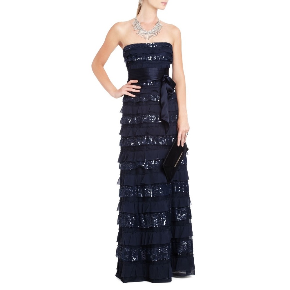 BCBGMaxAzria Midnight Blue Maxi Embellished ,Formal,Grown,Cocktail Dress size 08